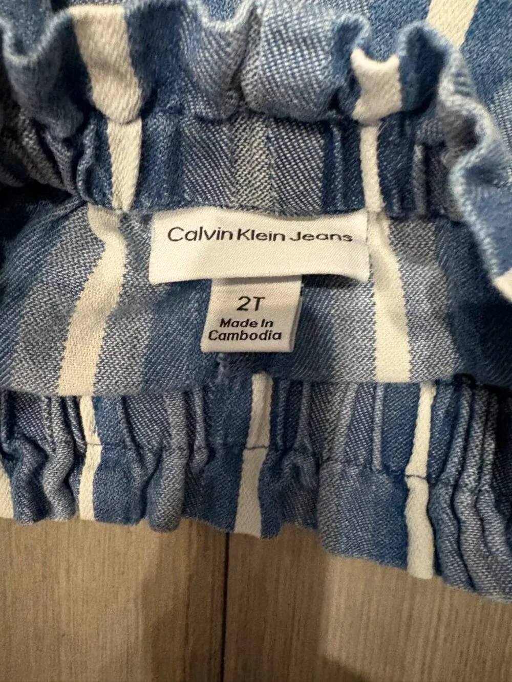Calvin Klein Jeans Toddler Girls Blue & White Striped Shorts (Size 2T)